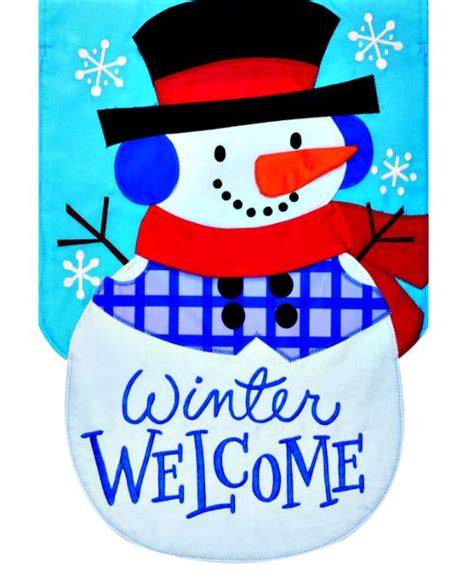 Winter Welcome Snowman Applique Mini Garden Flag By Custom Decor Inc