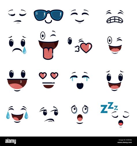 Cute Faces Doodle Emoji Cartoon Stock Vector Image And Art Alamy