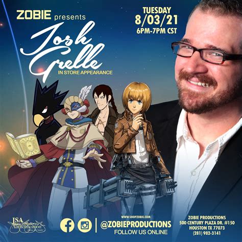 Josh Grelle Autograph Appearances Tickets At Zobie Headquarters In