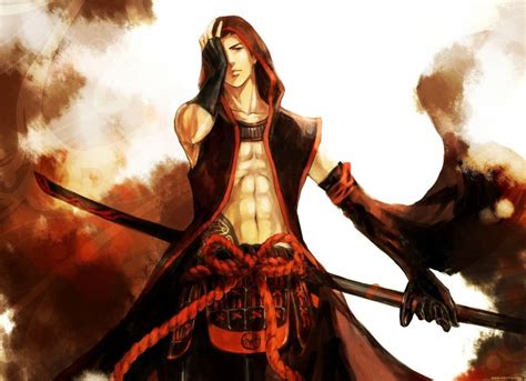 Anime Character Male Sword Warrior Red Wallpaper