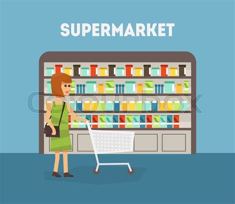 Supermarket Banner Template Woman Stock Vector Colourbox