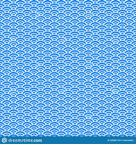 Simple Vector Pixel Art Seamless Pattern Of Minimalistic Azure And