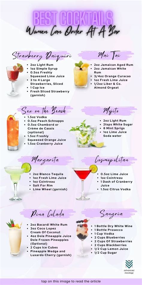 8 Best Cocktails Women Can Order At A Bar In 2023 Fruity Bar Drinks Bartender Drinks Recipes