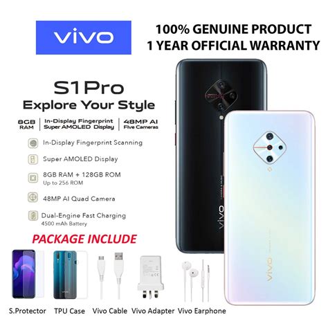 A standard headphone jack will save you money since you can connect any 3.5 mm port vivo s1 and its 3940mah battery work with fast charging. Original Vivo S1 Pro (8GB RAM + 128GB ROM) | Shopee Malaysia