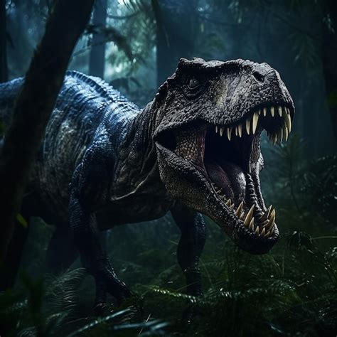 Un Dinosaurio Con Una Lengua Larga Está Caminando Por El Bosque Foto