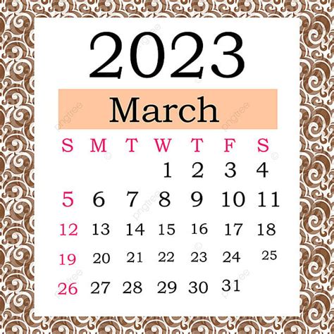 Vetor De Calendário Do Mês De Março De 2023 Modelo Para Download