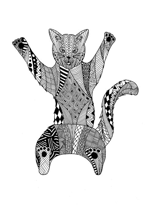 Page Zentangle Cat Cats Adult Coloring Pages