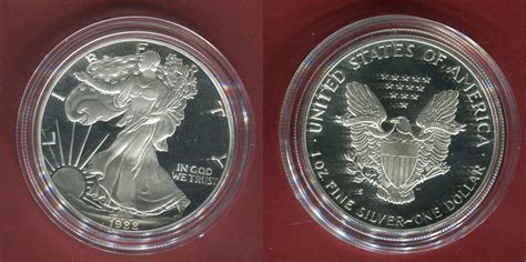 Usa 1 Dollar Silbermünze 1988 S Silver Eagle Eine Unze Proof With