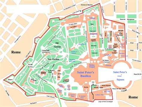 Detailed Political Map Of Vatican City With Buildings Vatican