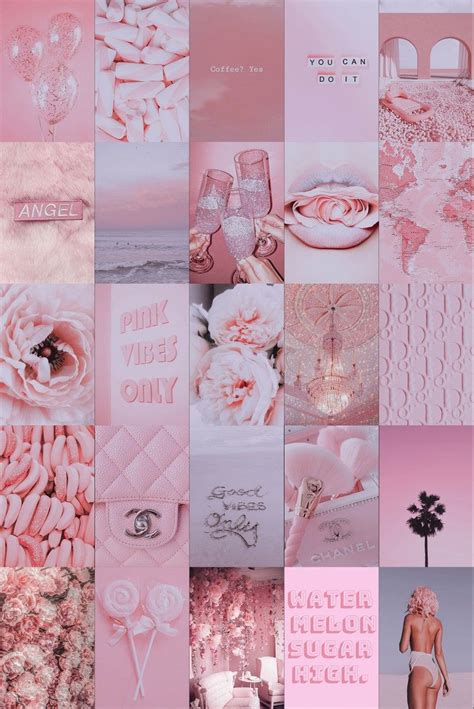 Pink Collage Wall Decor Collage Pink Pink Aesthetic Wall Etsy Pink