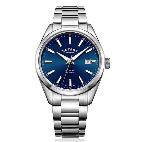 Rotary Havana Stainless Steel Blue Mens Automatic Watch Watchnation