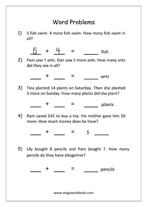 Math Problems For Kindergarten Printable