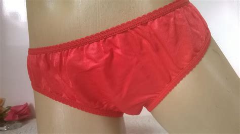 pretty vintage red 100 nylon brief panties bikini knickers ladies 10 s ebay