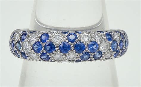 Cartier Diamond Sapphire Gold Band Ring At 1stdibs Diamond And