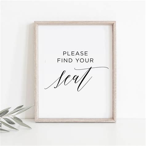 Please Find Your Seat Sign Wedding Sign Printable Art Etsy