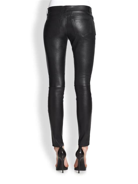 Saint Laurent Faux Leather Five Pocket Pants In Black Lyst