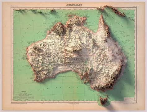 Australia 3d Rendered Map Topography Map Map Relief Map