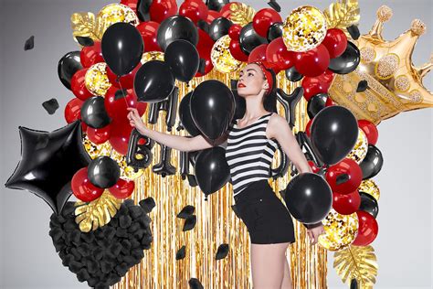 Buy Toylin Black And Red Birthday Decorations Party Supplies Set Black Gold Confetti Balloons