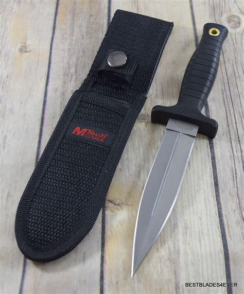 9″ Mtech Fixed Blade Boot Knife Double Edge Nylon Sheath With Belt Clip