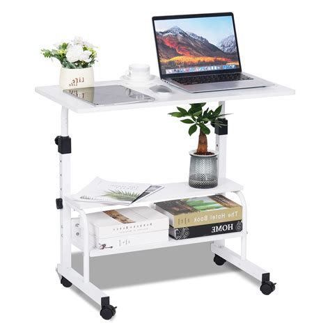 Adjustable Height Rolling Portable Desk With Wheels Small Standing