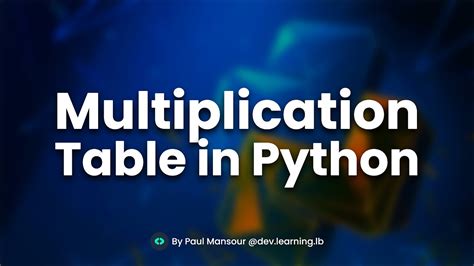 Python Program To Display The Multiplication Table YouTube