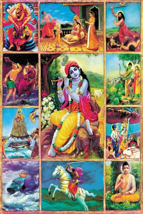 Lord Vishnu Ten Avatar Poster Paper Print Religious Posters In India