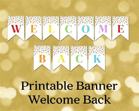 Printable Welcome Back Banner Rainbow Confetti Bunting