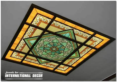 Tiffany glass design ceiling fan ideas. Stained glass ceiling designs and panels in the interior ...