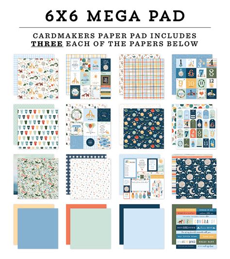 Echo Park Welcome Baby Boy Collection 6 X 6 Mega Paper Pad