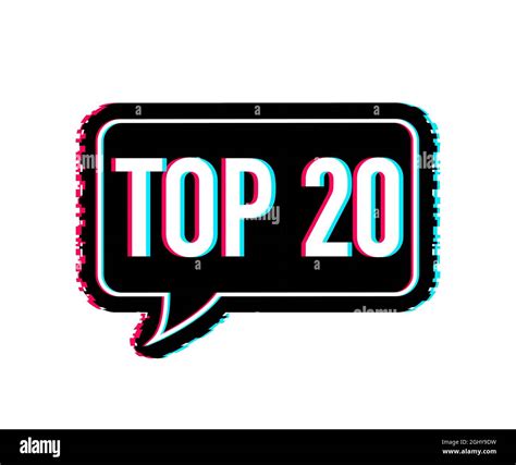 Top 20 Top Twenty Vector Colorful Speech Bubble Glitch Icon Vector