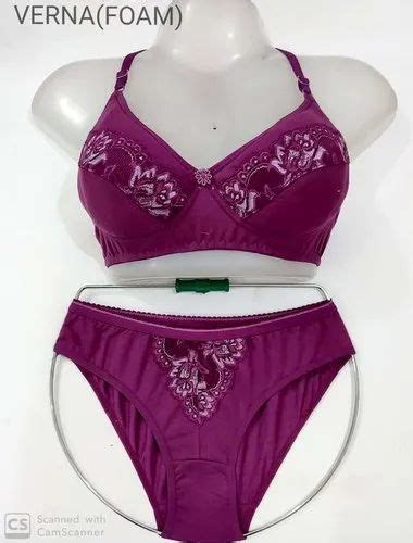 Padded Printed Cotton Seamless Bra Panty Set For Daily Wear Size 28