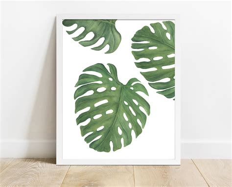 Monstera Print Tropical Wall Art Botanical Print Watercolor Etsy