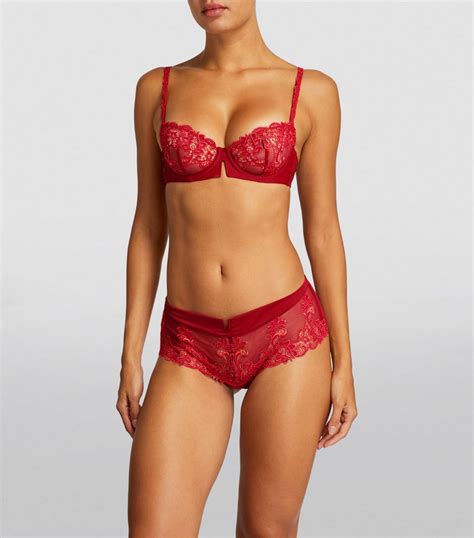 Womens Simone Perele Red Lace Half Cup Bra Harrods Countrycode