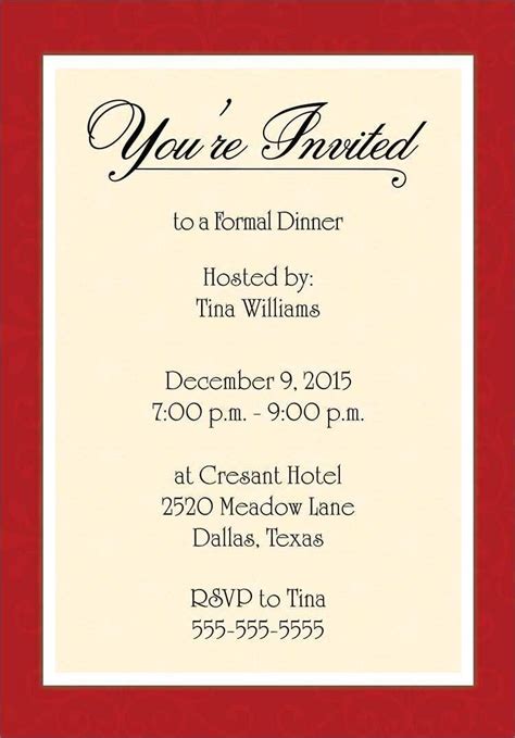 Formal Dinner Invitation Email Template Cards Design Templates