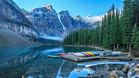 Moraine Lake Landscape At Banff National Park Wallpapers Wallpaper Cave