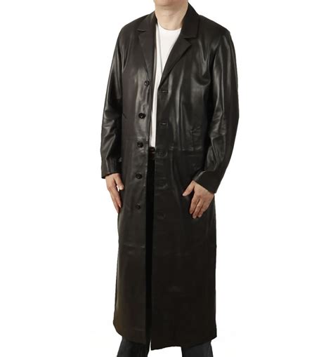 Full Length Black Leather Coat From Simons Leather
