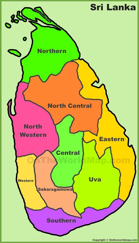 Sri Lanka Province Map Administrative Divisions Map Of Sri Lanka Ontheworldmap