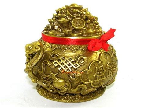 Feng Shui Brass Wealth Pot With 8 Auspicious Objects Online Feng