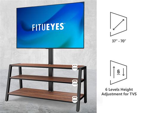 Fitueyes 3 Tier Floor Tv Stand For 37 70 Inch Tvs Entertainment Center
