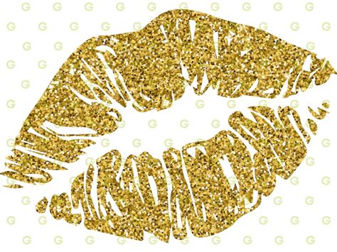 Lips Svg Gold Glitter Kiss Lips Print And Cut File For Etsy