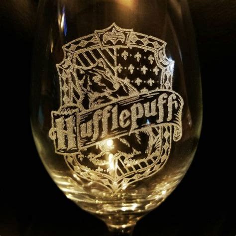 Harry Potter Hufflepuff Engraved Wine Glass By Naturalstatearts Wine Glass Glass Stemless