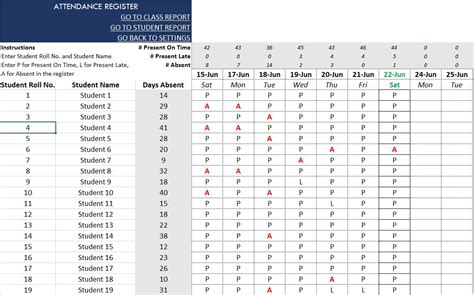 School Attendance Register And Report Free Excel Spreadsheet