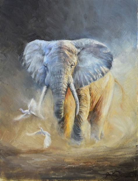 Enzi Oil Painting On Canvas 9x12 African Elephant In