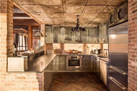 40 Broad Street Loft à New York Kitchen Brick Wall Art Deco Kitchen