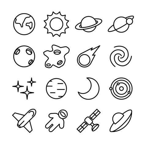 Line Icon Set Related To Outer Space 1225262 Vector Art At Vecteezy