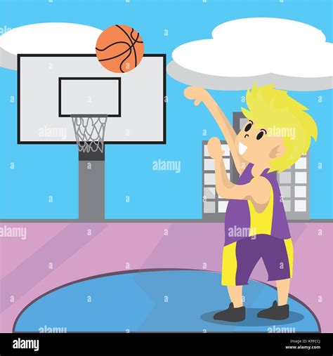 Boy A Jugar Baloncesto El Diseño De Personajes De Dibujos Animados Y