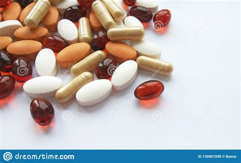Assorted Colorful Pharmaceutical Medicine Pills Tablets And Capsules