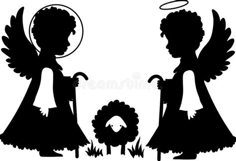 Cute Angels Silhouettes Set Stock Vector Illustration Of Artificial