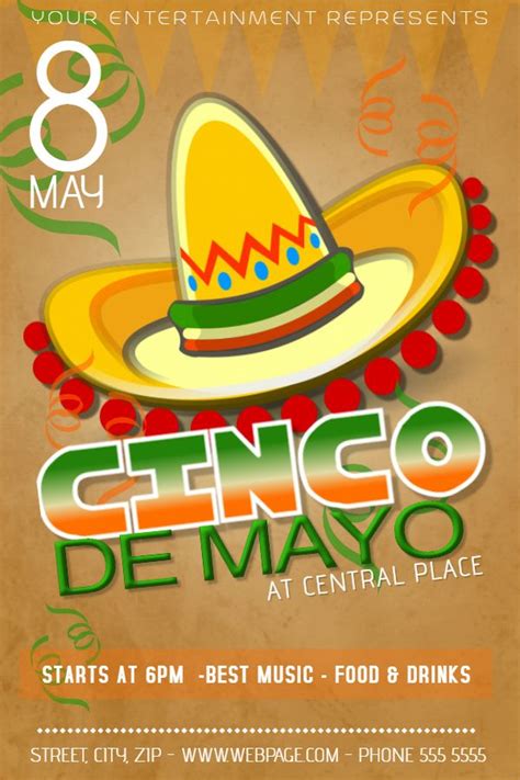 Cinco De Mayo Poster Flyer Template Mexican Fiesta Social Media