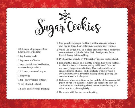 Sugar Cookie Recipe Card Easy Recipes Today